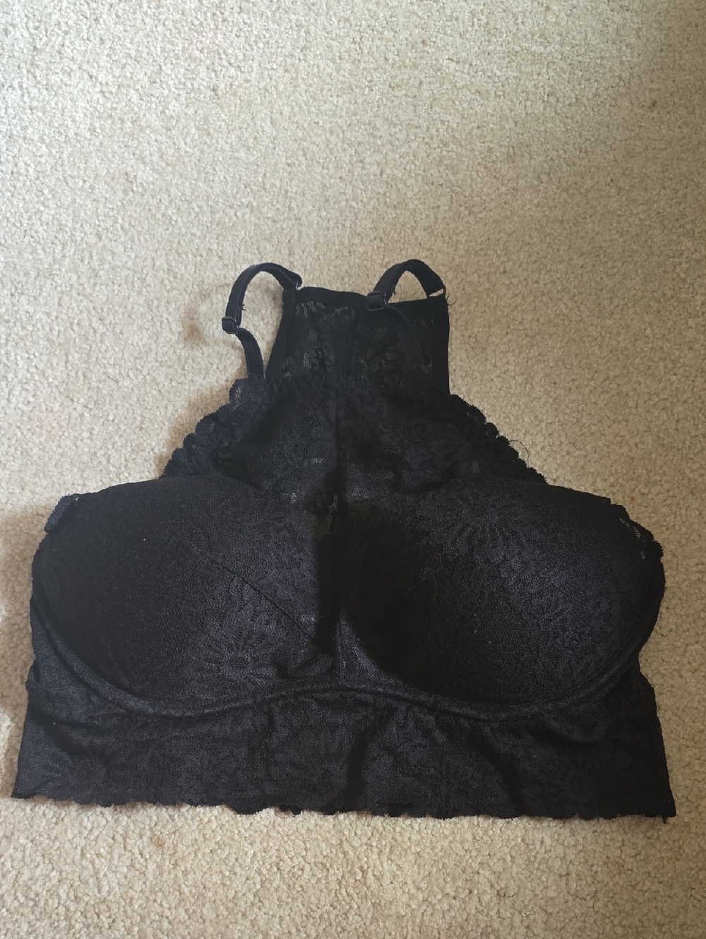 PINK Victoria's Secret Black Lace Racerback Bralette